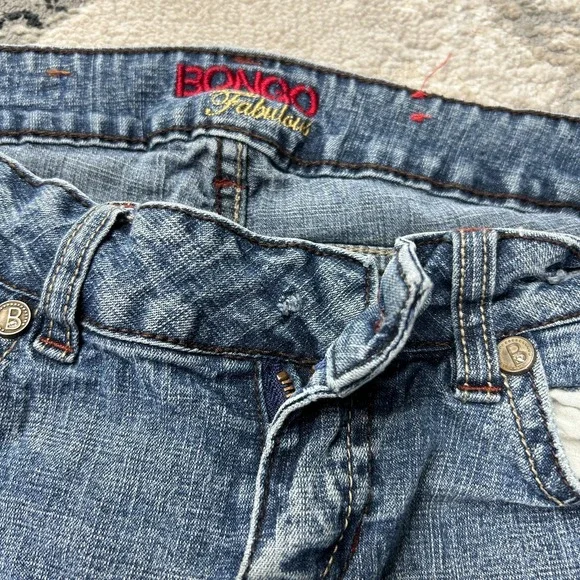 Vintage Bongo Fabulous Flared Jeans Womens 3 Blue Denim Cotton Stretch Low Rise - Picture 5 of 11